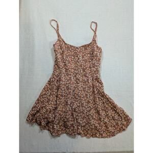 moda pink floral dress‎ size small poly blend